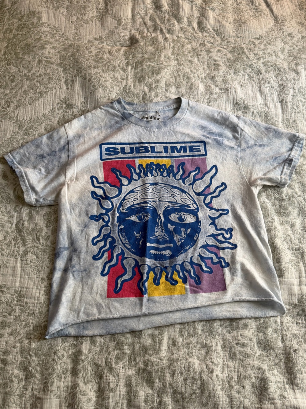 Sublime Style Graphic Tee Tie Dye Blue Sun Face Vintage Aesthetic Shirt